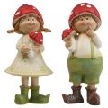 Floristik24 Figurines décoratives pour enfants d&#39;automne garçon et fille champignon enfants 2pcs