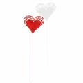 Floristik24 Coeur sur bâton, coeur décoratif, décoration de mariage, Saint-Valentin, décoration coeur 16 pièces