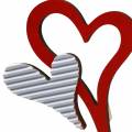 Floristik24 Clous coeur en bois rouge, blanc 38cm 12pcs