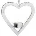 Floristik24 Photophore au coeur, décoration bougie à accrocher, mariage, décoration de l&#39;Avent en métal argenté H17.5cm