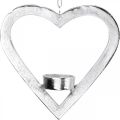 Floristik24 Photophore au coeur, décoration bougie à accrocher, mariage, décoration de l&#39;Avent en métal argenté H17.5cm