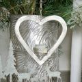 Floristik24 Coeur à accrocher, photophore pour l&#39;Avent, décoration mariage métal argenté H24cm