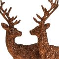 Floristik24 Figurine déco cerf renne cuivre pailleté déco veau H20,5cm lot de 2