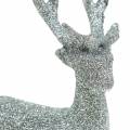 Floristik24 Cerf Figure à décorer Glitter Argent 9cm x 16cm