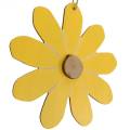 Floristik24 Fleurs en bois à suspendre, décoration printanière, fleurs en bois jaune et blanc, fleurs d&#39;été 8pcs