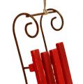 Floristik24 Luge en bois à suspendre rouge 12cm x 4.5cm x 3.5cm 6pcs
