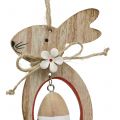 Floristik24 Lapins de Pâques en bois à suspendre avec des oeufs de Pâques 12cm - 14,5cm 4pcs