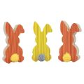 Floristik24 Lapins en bois lapins décoratifs décoration de Pâques jaune orange 4×8cm 6pcs