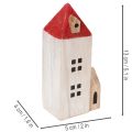 Ensemble de maisons décoratives en bois, rouge et blanc, décoration hivernale composée de plusieurs éléments, 13 cm, 6 pièces | Floristik24.be