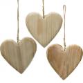 Floristik24 Coeur en bois à accrocher coeurs décoratifs nature Saint Valentin Fête des Mères 3pcs