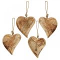 Floristik24 Coeur en bois, pendentif coeur en bois de manguier 9×9cm 4pcs