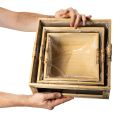 Boîte en bois avec tableau noir et insert, lot de 3 tailles, 30 cm | Floristik24.be