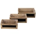 Boîte en bois avec tableau noir pour étiquetage, lot de 3, 36 cm | Floristik24.be