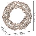Couronne en bois, couronne décorative, blanc naturel, Ø30cm, H9.5cm | Floristik24.be