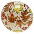 Champignon en bois déco feuilles d'automne blanc, décoration automnale colorée Ø13cm H19cm | Floristik24.be