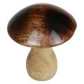Décoration champignon en bois effet brillant marron naturel Ø10cm H12cm