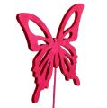 Floristik24 Papillon en bois sur fil rose assort. 8cm 18P