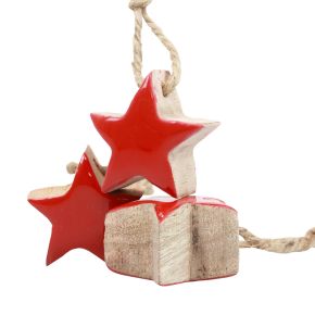 Floristik24 Étoiles en bois décorations pour sapin de Noël rouge, étoiles décoratives naturelles 5cm 24pcs
