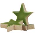 Floristik24 Décorations de Noël étoiles en bois décorations dispersées vert clair brillant Ø5cm 8pcs