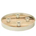 Floristik24 Porte-bougies pour quatre bougies coniques, plateau rond en bois, 25 cm