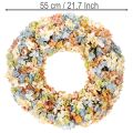 Couronne d'hortensias artificiels, colorée, pour porte et mur, 55 cm | Floristik24.be