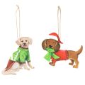 Floristik24 Décoration de Noël en forme de chien, ornement à suspendre, chien avec écharpe et chapeau, 12 cm, lot de 2