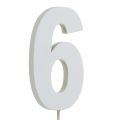Floristik24 Chiffre anniversaire blanc „6 » sur tige L. 27 cm 10 p.