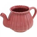 Floristik24 Théière décorative cache-pot en céramique rose, rouge, blanc L19cm 3pcs