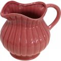 Floristik24 Vase déco, cruche avec anse céramique blanche, rose, rouge H14,5cm 3pcs