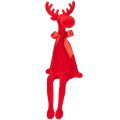 Floristik24 Figurine décorative d'élan avec nœud, assis, floqué, à poser sur une étagère, 54 cm