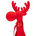 Figurine décorative d'élan avec nœud, assis, floqué, à poser sur une étagère, 54 cm | Floristik24.be