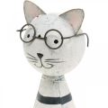 Floristik24 Chat à lunettes, figurine décorative à poser, figurine chat en métal noir et blanc H16cm Ø7cm