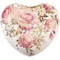 Floristik24 Coeur décoratif en céramique avec roses en faïence pour la table 10,5cm