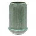 Floristik24 Vase en céramique à rainures Vase en céramique vert clair Ø13cm H20cm