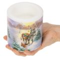 Bougie pilier 10 cm, motif paysage d'hiver avec âne et chien | Floristik24.be