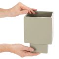 Pot de fleurs cubique vert, 22 cm, avec support surélevé | Floristik24.be
