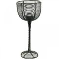 Floristik24 Photophore métal noir verre à vin décoratif Ø10cm H26.5cm