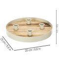 Porte-bougies pour quatre bougies coniques, plateau rond en bois, 25 cm | Floristik24.be