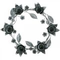 Floristik24 Bougeoir fleur anneau métal Ø23cmH7cm gris