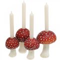 Floristik24 Bougeoir champignon rouge, blanc Pour 4 bougies bâton 28,5 × 17 × 16cm