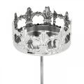Floristik24 Bougie décoration couronne, photophore à coller, décoration de l&#39;Avent argent Ø5.5cm 4pcs