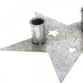 Floristik24 Bougie décoration étoile, décoration métal, bougeoir pour 2 bougies coniques argent, aspect antique 23cm × 22cm