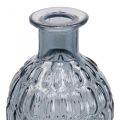 Floristik24 Petit vase en verre vase verre nid d&#39;abeille bleu gris H20cm 6pcs
