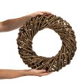 Couronne décorative en branches naturelles, couronne en rotin, ronde, grande, 45 cm. | Floristik24.be