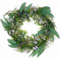 Floristik24 Couronne décorative eucalyptus, fougère, fleurs Couronne artificielle Guirlande de table