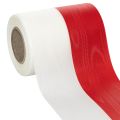 Floristik24 Ruban moiré blanc et rouge pour couronne, 125 mm - ruban de deuil, ruban décoratif, ruban à nœud, ruban festif, rouleau de 25 m