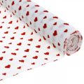 Floristik24 Papier crépon avec coeurs Crêpe de fleuriste Fête des Mères rouge, blanc 50 × 250cm