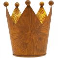 Photophore couronne rouille aspect doré décoration métal H11cm | Floristik24.be