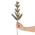 Branche de sapin artificielle avec mini boules de Noël dorées, 46 cm, 2 pièces | Floristik24.be