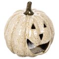 Floristik24 Décoration citrouille en céramique avec LED et visage souriant, 13 cm
